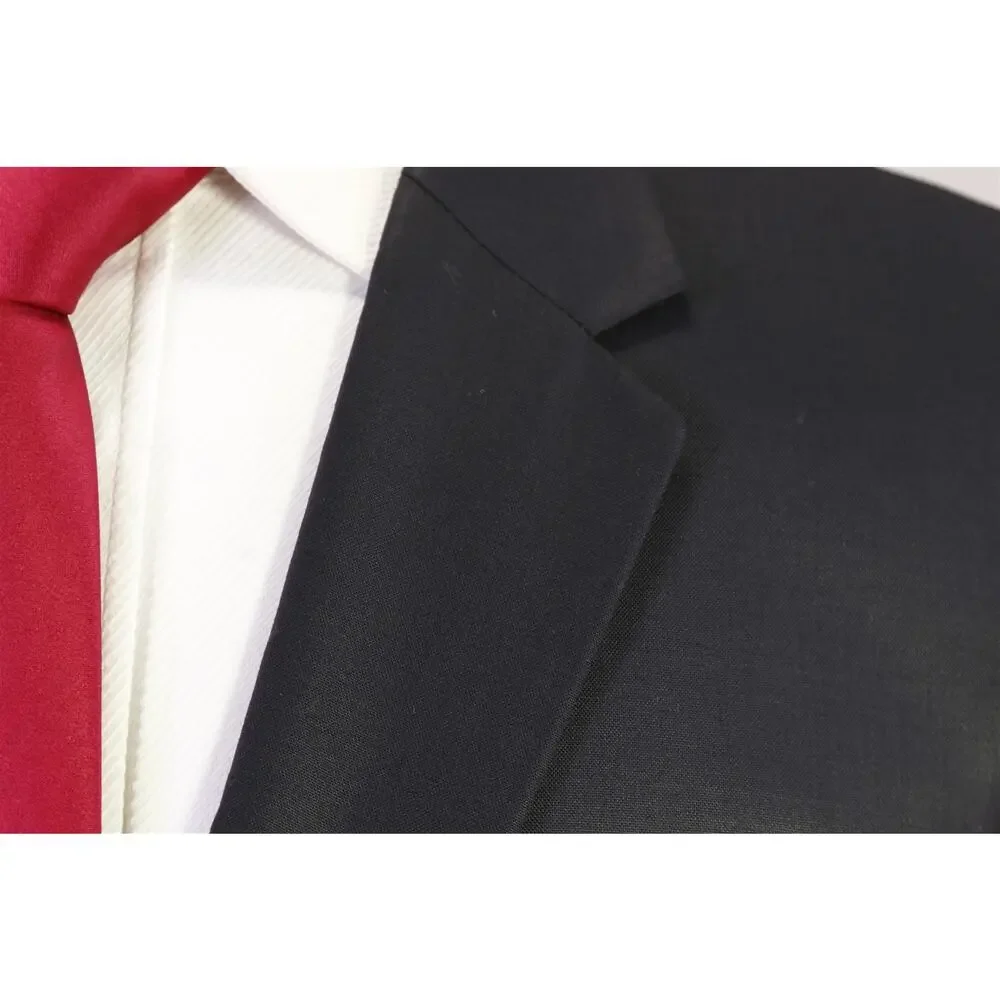 Hugo Boss Red Label Black Sharkskin Shiny Wool 2-Btn Slim Fit Suit 40L